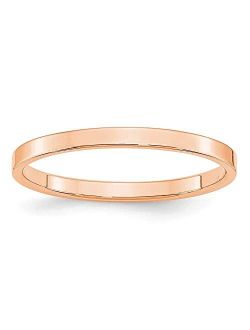 Sonia Jewels 14k Rose Gold 2mm Flat Plain Classic Wedding Band Ring