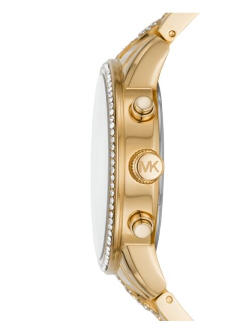 MICHAEL KORS Women's Ritz Chronograph Gold-Tone Stainless Steel Bracelet Watch 41mm