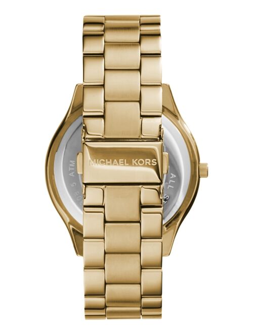 MICHAEL KORS Unisex Slim Runway Gold-Tone Stainless Steel Bracelet Watch 42mm
