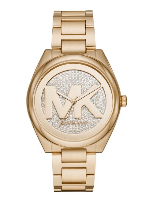 MICHAEL KORS Women's Janelle Gold-Tone Stainless Steel Bracelet Watch 42mm