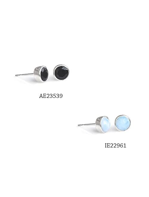 YoTreasure 6MM 925 Sterling Silver Round Larimar Stud Earrings Hypoallergenic Jewelry