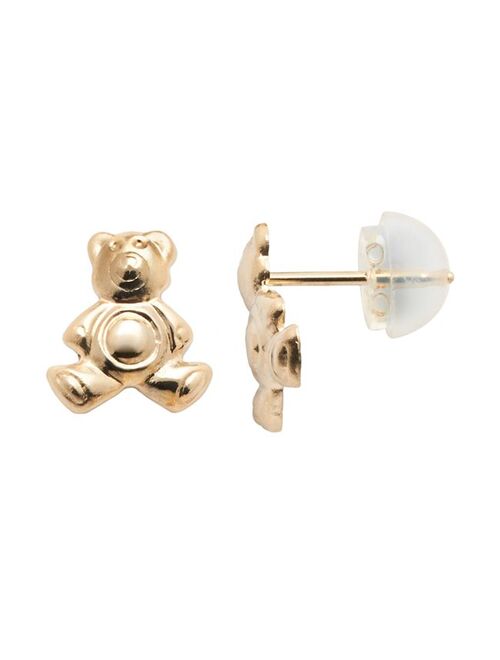 Junior Jewels 14k Gold Teddy Bear Stud Earrings - Kids