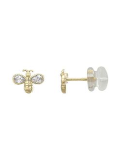 Charming Girl 14k Gold Marquis Cubic Zirconia Bee Stud Earrings