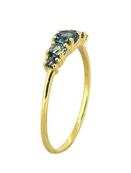YoTreasure Petite London Blue Topaz Five-Stone Ring in 18kt Gold Over Silver