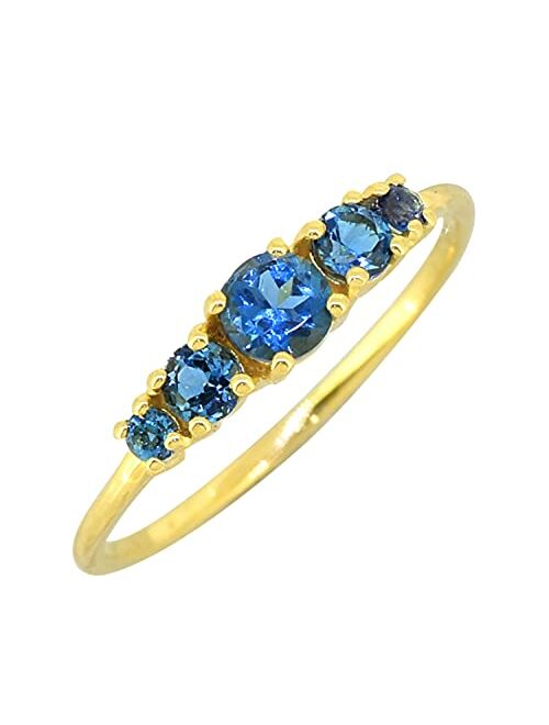YoTreasure Petite London Blue Topaz Five-Stone Ring in 18kt Gold Over Silver