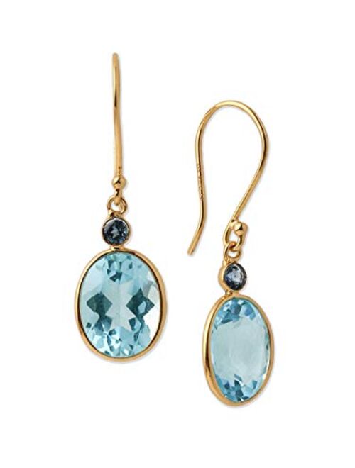 YoTreasure 10k Yellow Gold Drop Amethyst Moonstone Green Onyx Citrine London Blue Topaz Blue Copper Turquoise Dangle Earrings