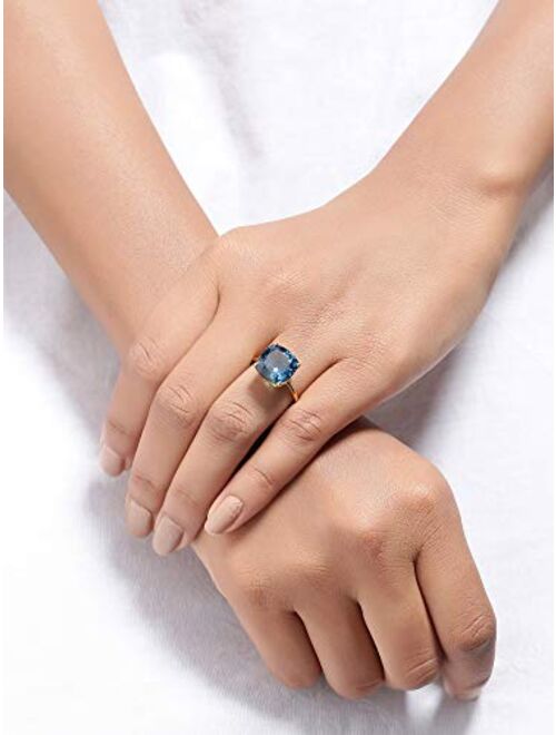 YoTreasure 7.50 ct. t.w London Blue Topaz Solitaire Chunky Ring 10kt Yellow Gold