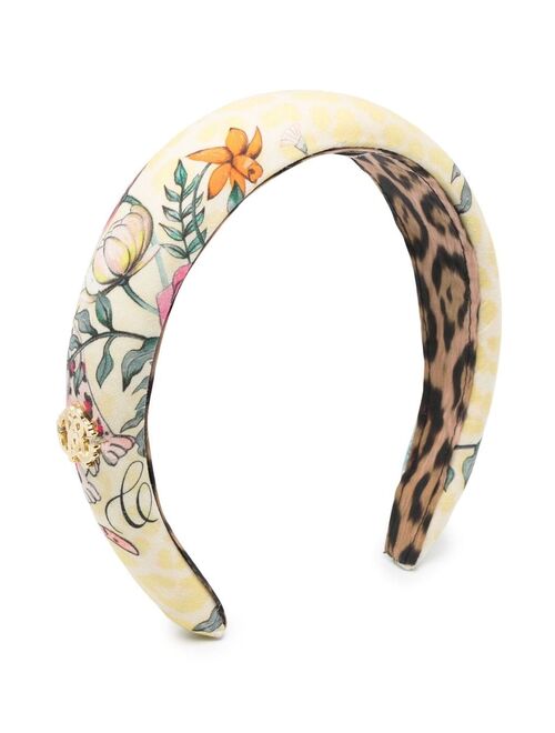 Roberto Cavalli Junior leopard and floral-print headband