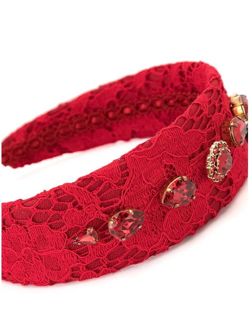 Dolce & Gabbana Kids crystal-embellished lace headband