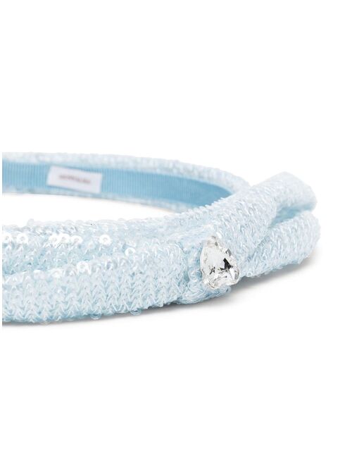 Monnalisa sequinned bow-detail hairband