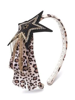 leopard-print star-embellished head band