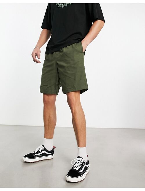 COLLUSION pull on shorts in dark khaki