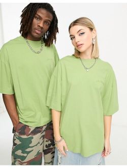 Unisex varsity embroidered logo tee in green