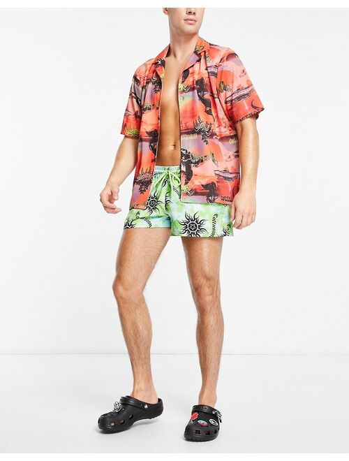 COLLUSION tie dye sun print swim short