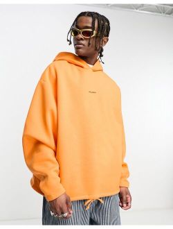 tie hem hoodie in bright orange