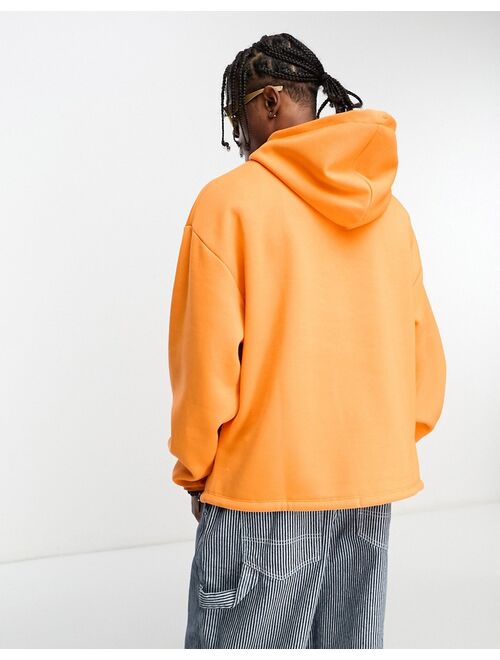 COLLUSION tie hem hoodie in bright orange
