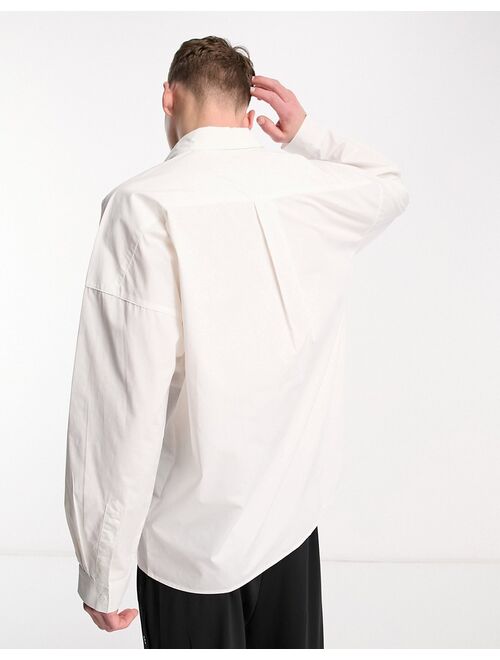 COLLUSION drop shoulder oversized shirt in white