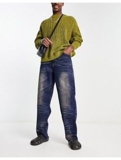 x014 baggy jeans with crease detail in Y2K wash