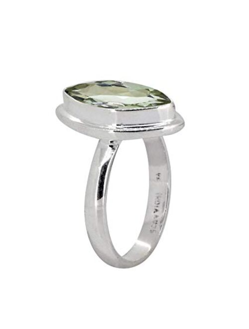 YoTreasure Green Amethyst Solid 925 Sterling Silver Gemstone Ring Jewelry
