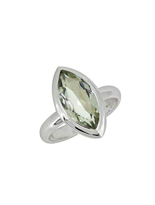 YoTreasure Green Amethyst Solid 925 Sterling Silver Gemstone Ring Jewelry