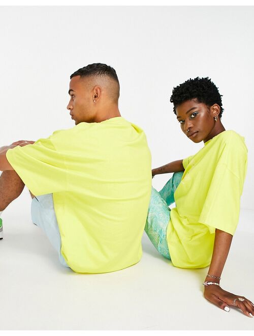 COLLUSION x EXIST LOUDLY Unisex oversized t-shirt with print in yellow