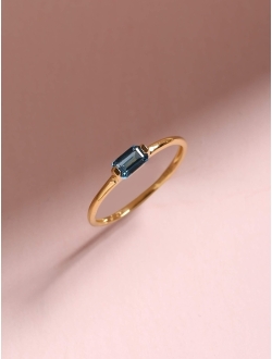YoTreasure 0.36 ct. t.w. Half Bezel Set Octagon Shape London Blue Topaz 10kt Yellow Gold Minimalist Solitaire Birthstone Ring Jewelry