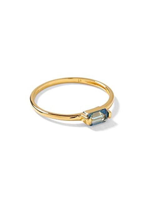 YoTreasure 0.36 ct. t.w. Half Bezel Set Octagon Shape London Blue Topaz 10kt Yellow Gold Minimalist Solitaire Birthstone Ring Jewelry
