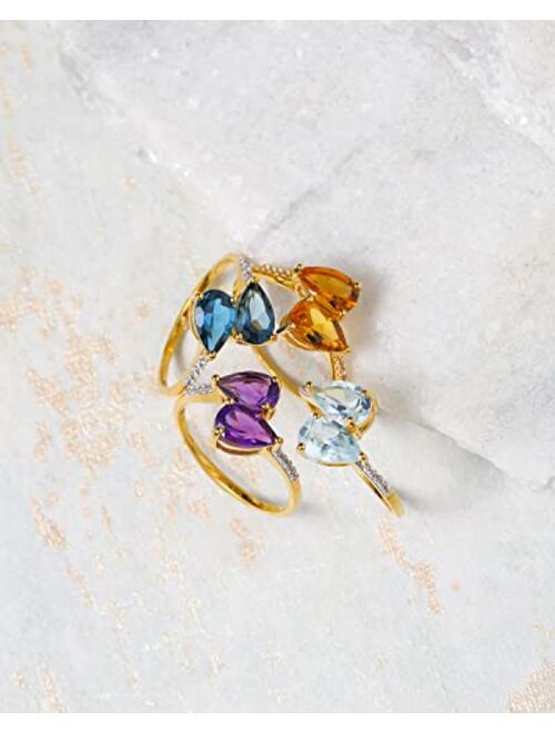 YoTreasure 1.48 Ct. Amethyst White Sapphire 10kt Yellow Gold Engagement Ring Jewelry