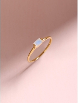 YoTreasure 0.26 Ct. Moonstone Solid 10K Yellow Gold Solitaire Ring Jewelry
