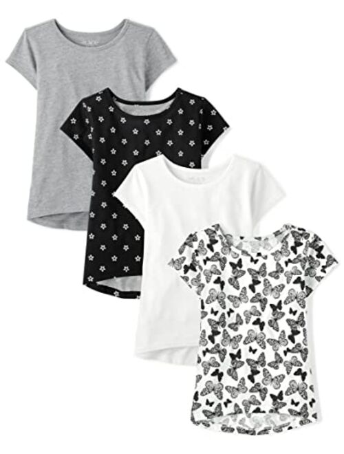 The Children's Place Girls' Short Sleeve High Low Tee 4 Pack
