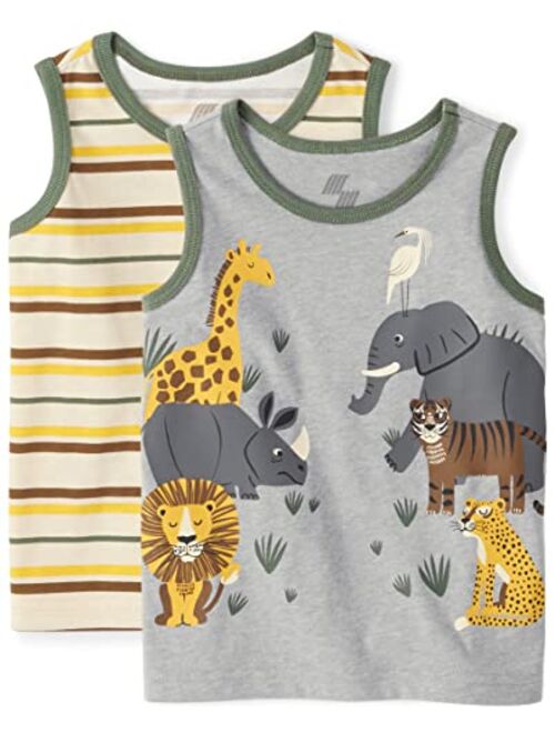 The Children's Place Baby Toddler Boys Graphic Tank Tops 2 Pack