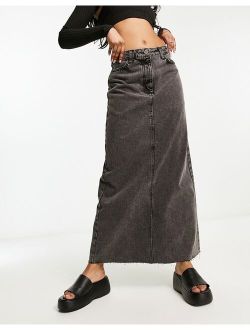 long maxi denim skirt in washed black