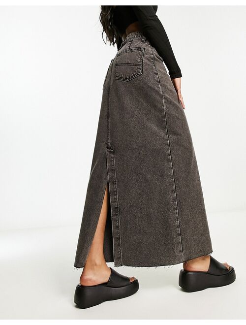 COLLUSION long maxi denim skirt in washed black
