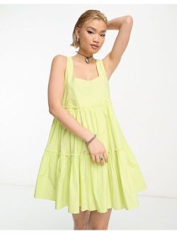 tiered volume mini summer dress in lime