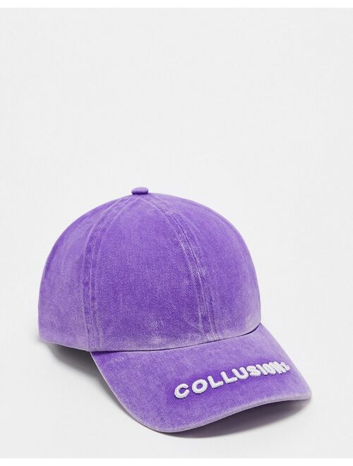 COLLUSION Unisex embroidered logo cap in purple acid wash