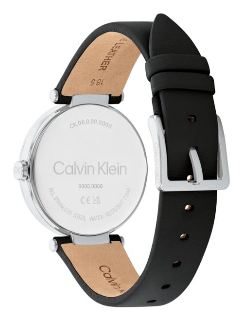 CALVIN KLEIN Women's 2-Hand Black Leather Strap Watch 36mm