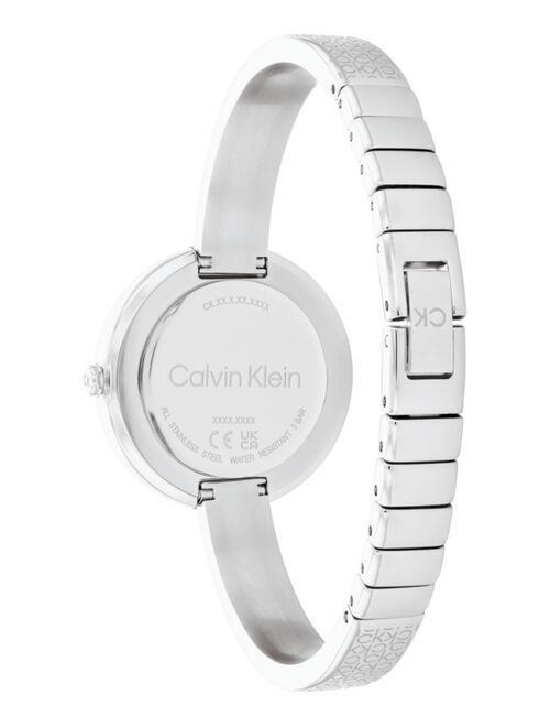 CALVIN KLEIN Women's Silver-Tone Stainless Steel Bangle Bracelet Watch 30mm