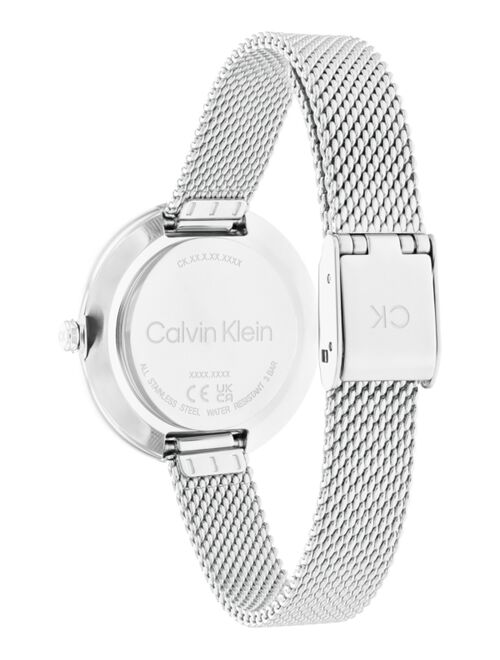 CALVIN KLEIN Women's Silver-Tone Stainless Steel Mesh Bracelet Watch 30mm