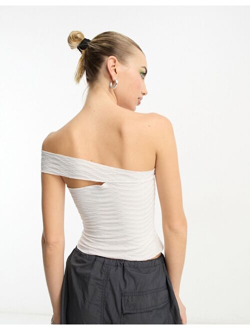 COLLUSION exposed seam bardot top in white