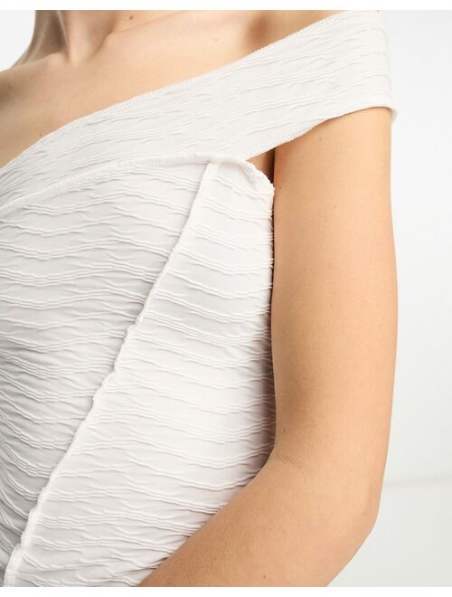 COLLUSION exposed seam bardot top in white