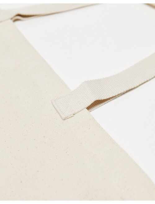 COLLUSION Unisex branded printed tote bag in ecru