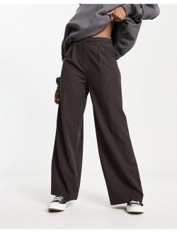 pinstripe tailored baggy pants in brown