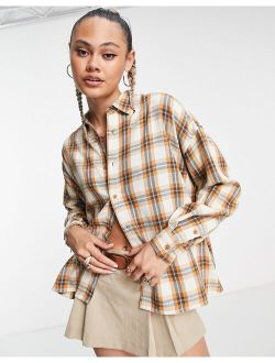 oversized check shirt in beige