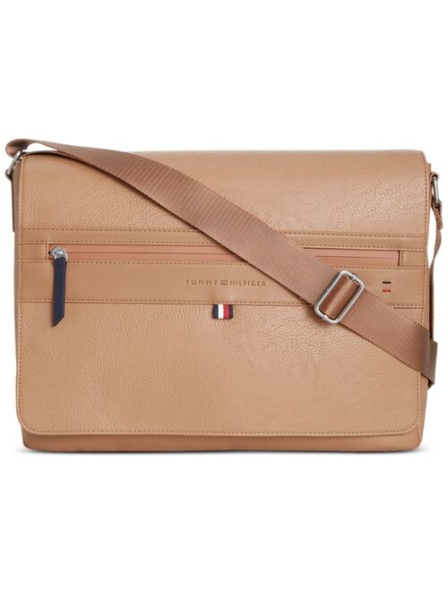 TOMMY HILFIGER Men's Pebble Zip-Front Messenger Bag