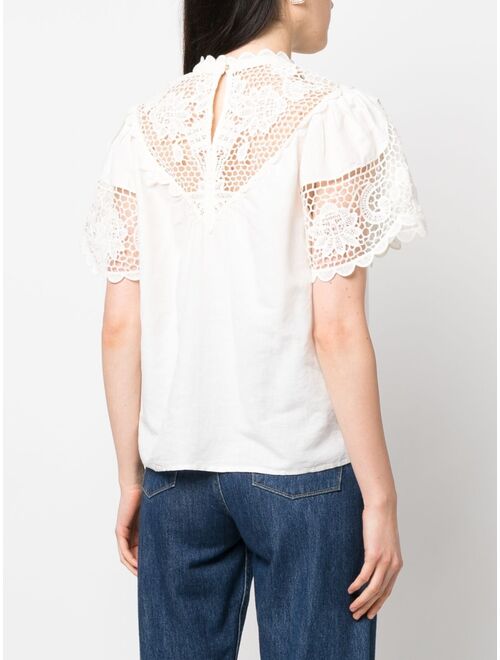 Ulla Johnson Sofia crochet-panel blouse