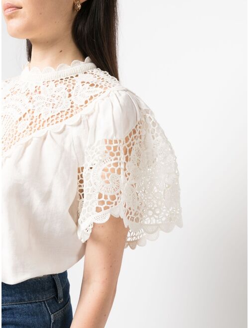 Ulla Johnson Sofia crochet-panel blouse