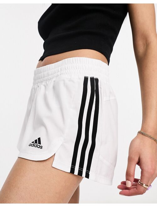 adidas performance adidas Training Pacer 3inch shorts in white