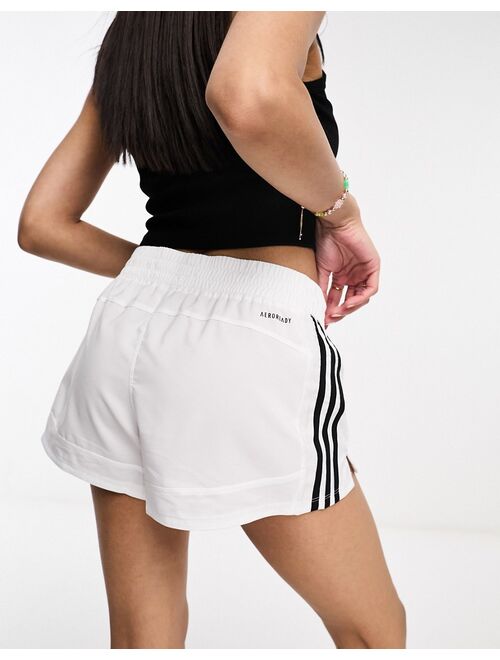 adidas performance adidas Training Pacer 3inch shorts in white