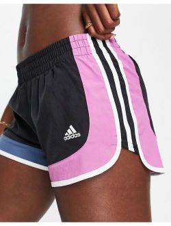 performance adidas Running Own The Run color block M20 shorts in black and multi