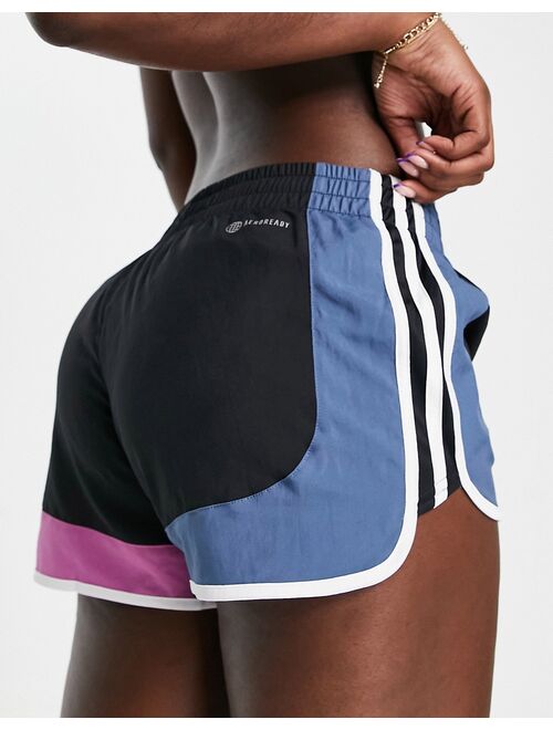 adidas performance adidas Running Own The Run color block M20 shorts in black and multi